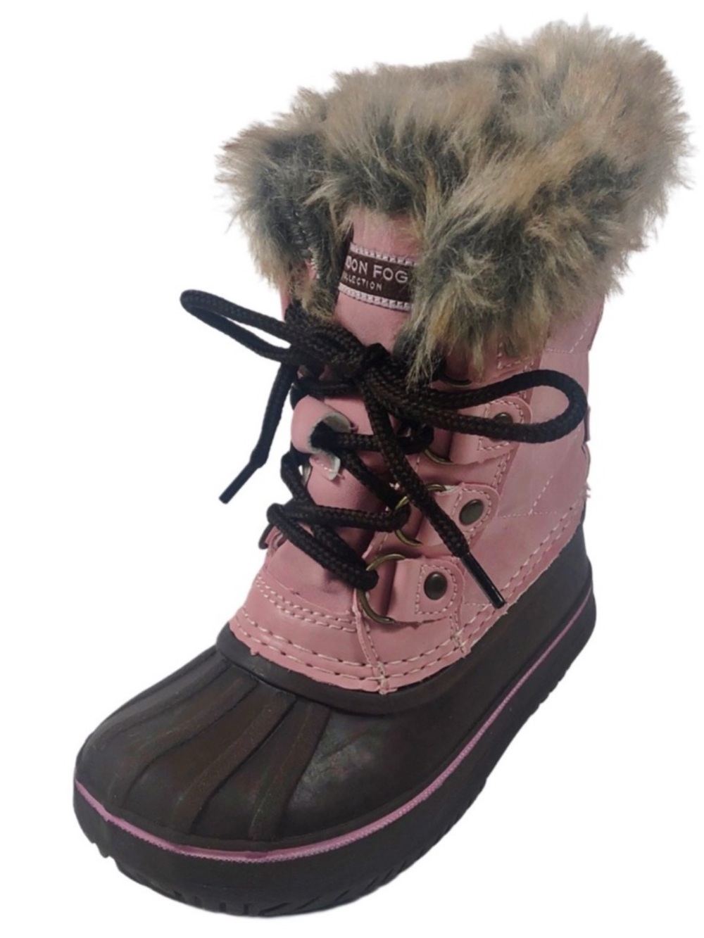 London Fog Pink & Brown Boots with
Faux Fur Sz 9